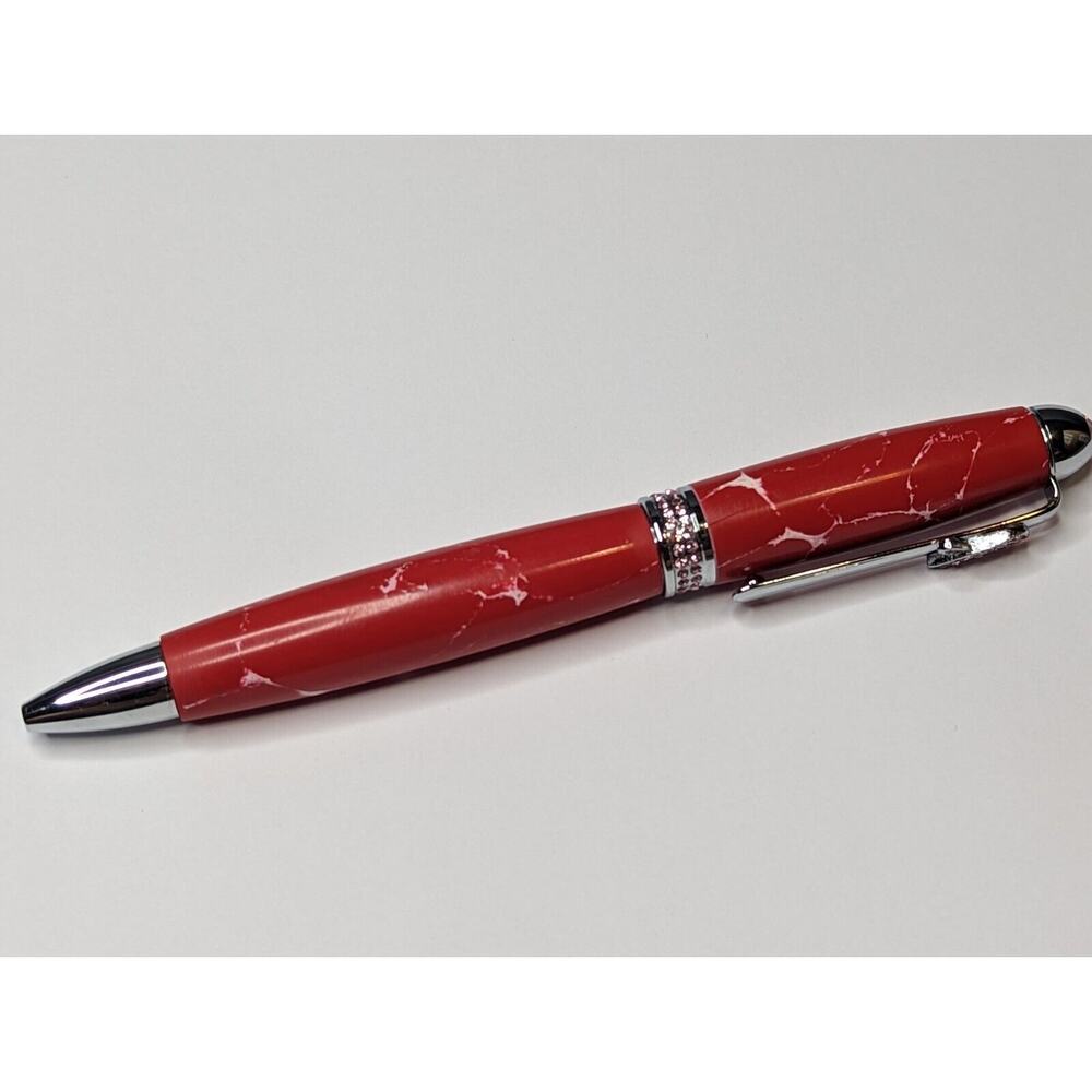 Breast Cancer Awareness Twist Pen Silver Finish Red Acrylic Body Hand Turned Pen